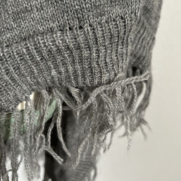Alpaca Warehouse Shawl Grey Knit Fringed Wrap/Cape Neutral Boho Made in Peru OS - Picture 3 of 6
